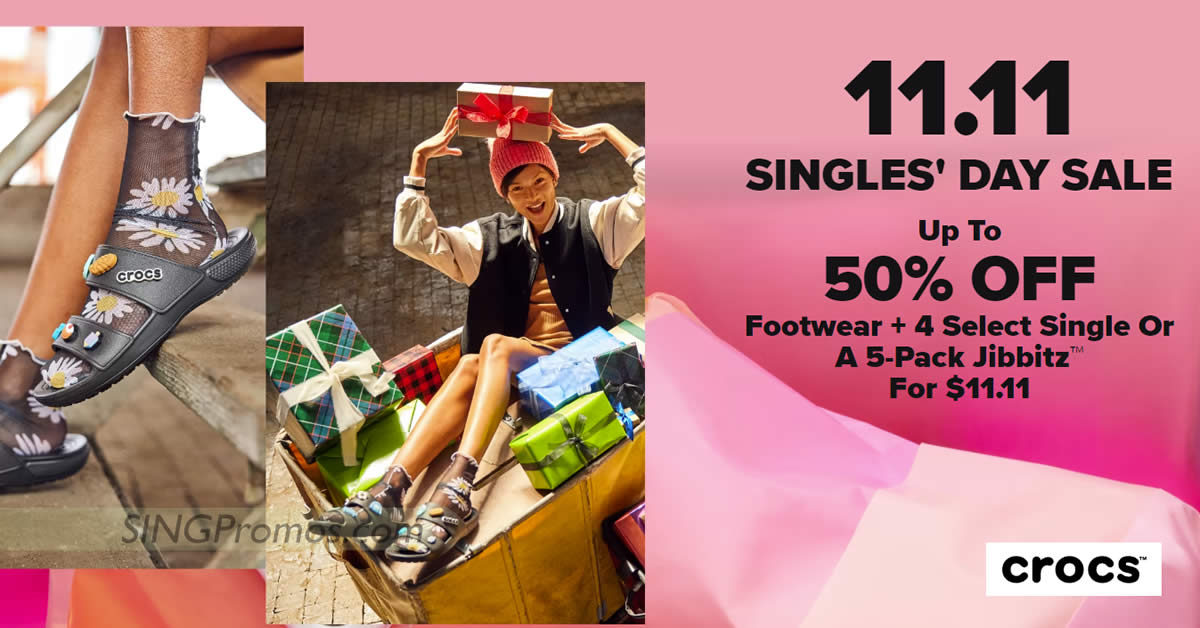 Featured image for Crocs S'pore offering up to 50% off selected footwear styles in 11.11 Singles' Day Sale till 13 Nov 2022