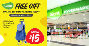 Featured image for Giant S’pore offering free Meadows Essentials Shopping Trolley worth S$15 when you spend $80 till 6 Nov 2022