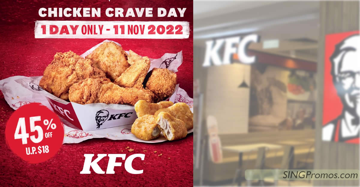 Featured image for KFC S'pore offering 4pcs of Crispy Chicken and 3 golden nuggets for just $9.90 on 11 Nov 2022