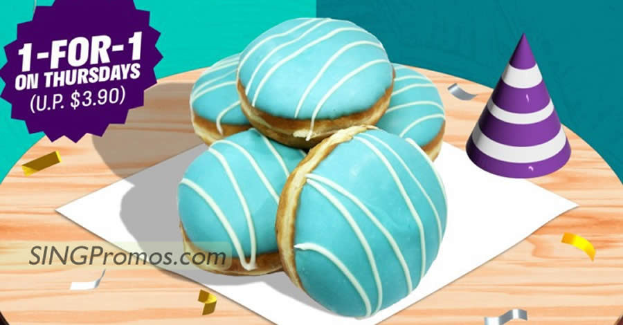 Featured image for Krispy Kreme offering 1-for-1 Teal the Love doughnut every Thursday when you order via Deliveroo till 10 Nov 2022