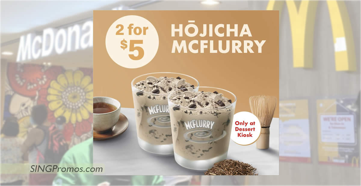 Featured image for McDonald's S'pore 2-for-$5 Hojicha McFlurry deal on 17 Nov means you pay only S$2.50 each