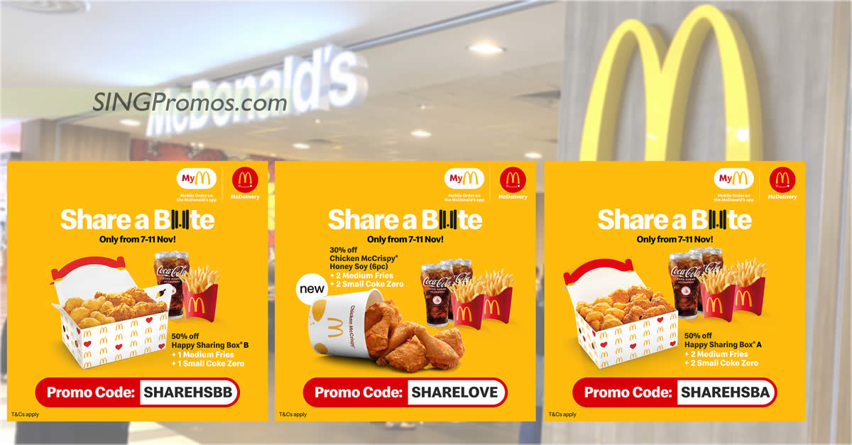Featured image for McDonald's S'pore offering deals up to 50% off with these 2022 11.11 Promo Codes valid from 7 - 11 Nov 2022