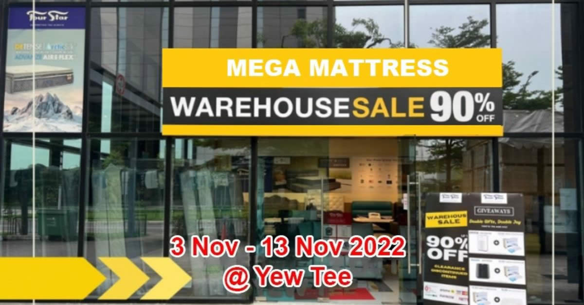 Featured image for Mega Mattress Warehouse Sale Has Discounts Up To 80% from 3 - 13 Nov 2022