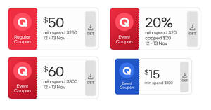 Featured image for Qoo10 S’pore offers $50, 20%, $60 & $15 cart coupons till 13 Nov 2022