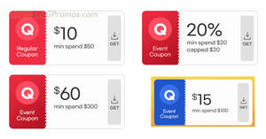 Featured image for Qoo10 S’pore offers $10, 20%, $60 & $15 cart coupons from 17 Nov 2022