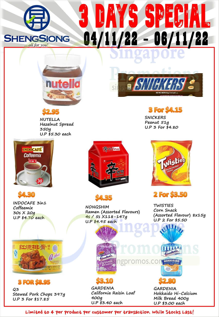 Lobang: Sheng Siong 3-Days Specials has Penguin Ice Cream Potong, Nutella, Twisties, Snickers and more till 6 Nov 2022 - 50