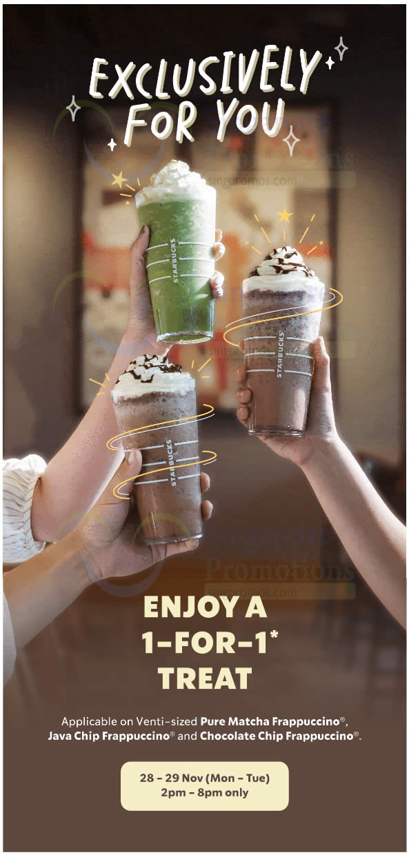 Lobang: Starbucks offering 1-for-1 selected beverages from Nov 28 – 29 (2pm – 8pm) at S’pore stores - 8