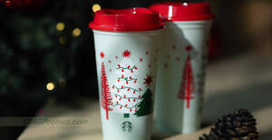 Featured image for Starbucks S’pore giving away free Special Edition Christmas Reusable Cup when you spend $15 from 15 Nov 2022