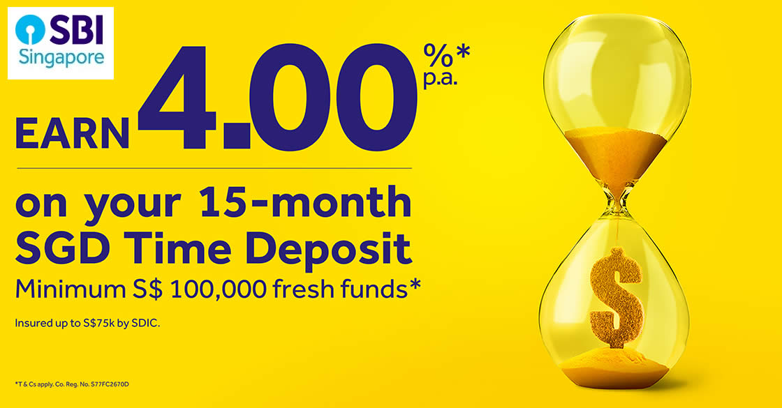 Featured image for State Bank of India S'pore offering up to 4% p.a. with latest SGD Dollar Fixed Deposit promo from 11 Nov 2022