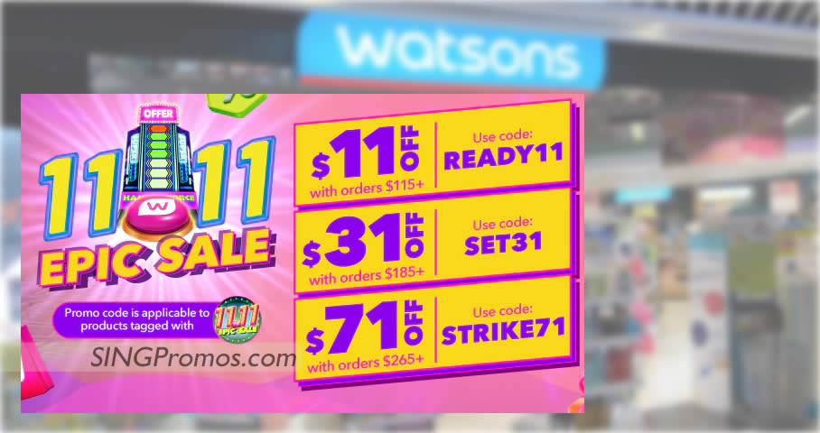 Featured image for Watsons S'pore offering up to $71 off at online store with these 11.11 codes valid till 14 Nov 2022