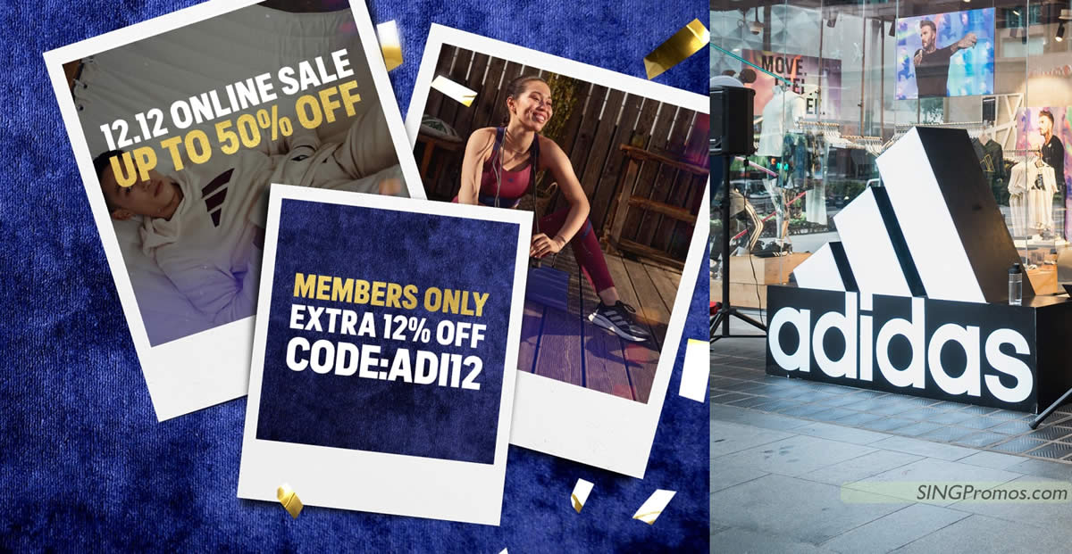 Featured image for Adidas S'pore offering up to 50% off plus extra 12% off promo code online till 12 Dec 2022