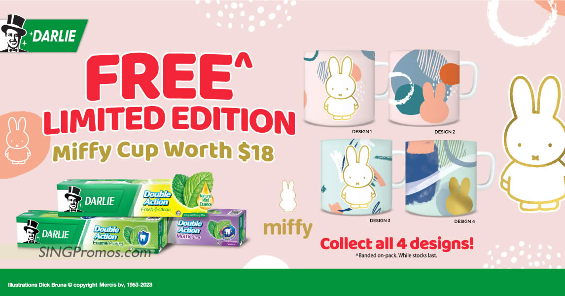 Featured image for FREE Miffy cup with every purchase of Darlie Double Action Toothpaste bundle pack this December 2022