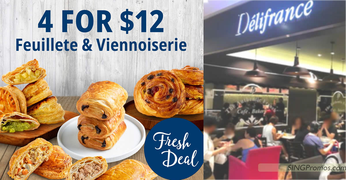 Featured image for Delifrance offering 4 Feuilletes and Viennoiseries at S$12 till 31 Jan 2023