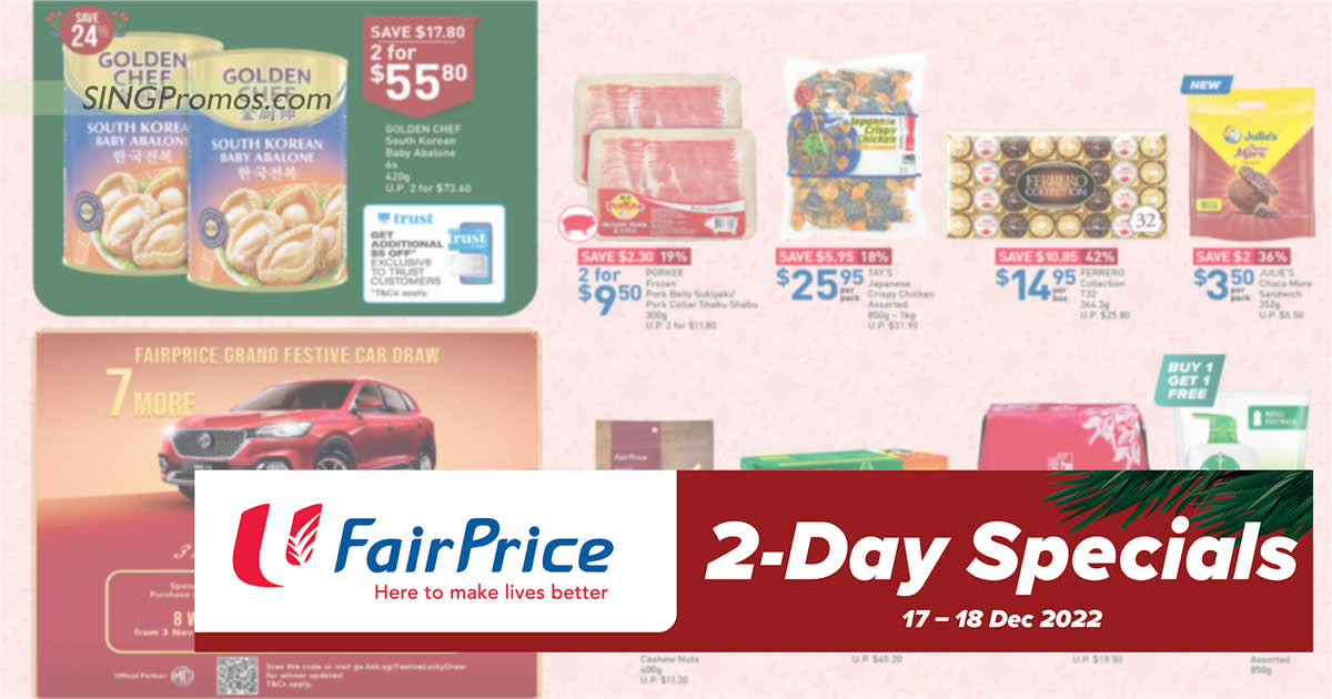 Featured image for Fairprice 2-Days specials offers till 18 Dec has Ferrero Rocher, Julie's, Brand's, Dettol and more