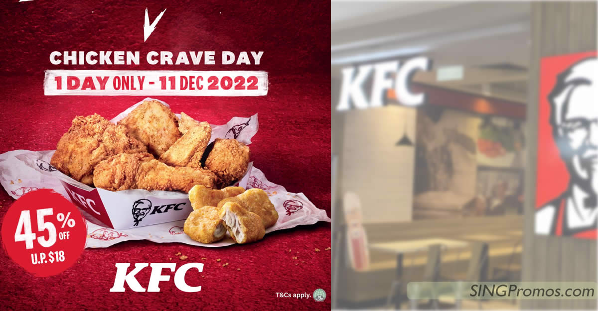 Featured image for KFC S'pore offering 4pcs of Crispy Chicken and 3 golden nuggets for just $9.90 on 11 Dec 2022