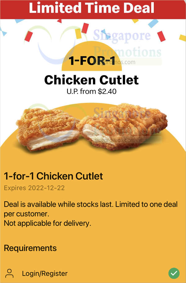 Lobang: McDonald’s S’pore has 1-for-1 Chicken Cutlet deal till 22 Dec 2022, pay only S$1.20 each - 11
