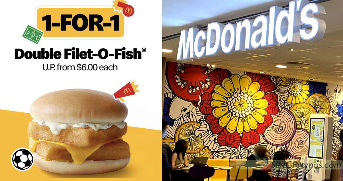 Featured image for McDonald's S'pore has 1-for-1 Double Filet-O-Fish Burger deal on Thursday, 8 Dec 2022, pay only S$3 each