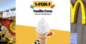 Featured image for McDonald’s S’pore has 1-for-1 Vanilla Cone deal on Monday, 12 Dec 2022, pay only S$0.50 each