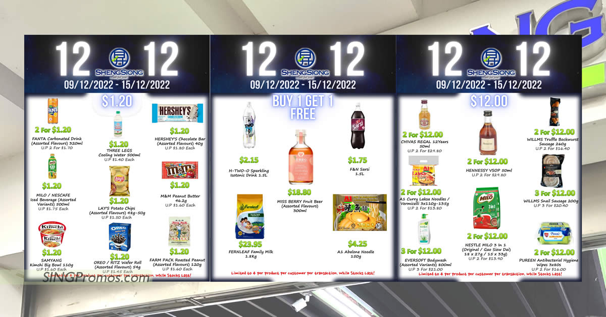 Featured image for Sheng Siong 12.12 Specials has many 1-for-1, $1.20 and $12 deals valid till 15 Dec 2022