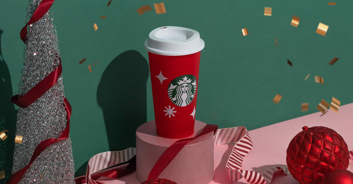 Featured image for Starbucks S'pore giving away free limited edition Reusable Cup when you spend $15 from 14 Dec 2022