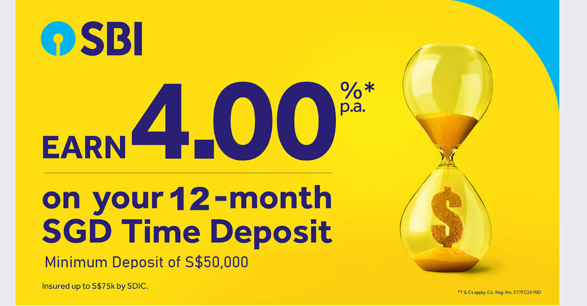 Featured image for State Bank of India S'pore offering up to 4% p.a. with latest SGD Dollar Fixed Deposit promo from 24 Dec 2022