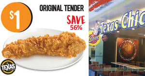 Featured image for Texas Chicken S’pore offering $1 Original Tender (50% off) on Thursday, 5 Jan 2023