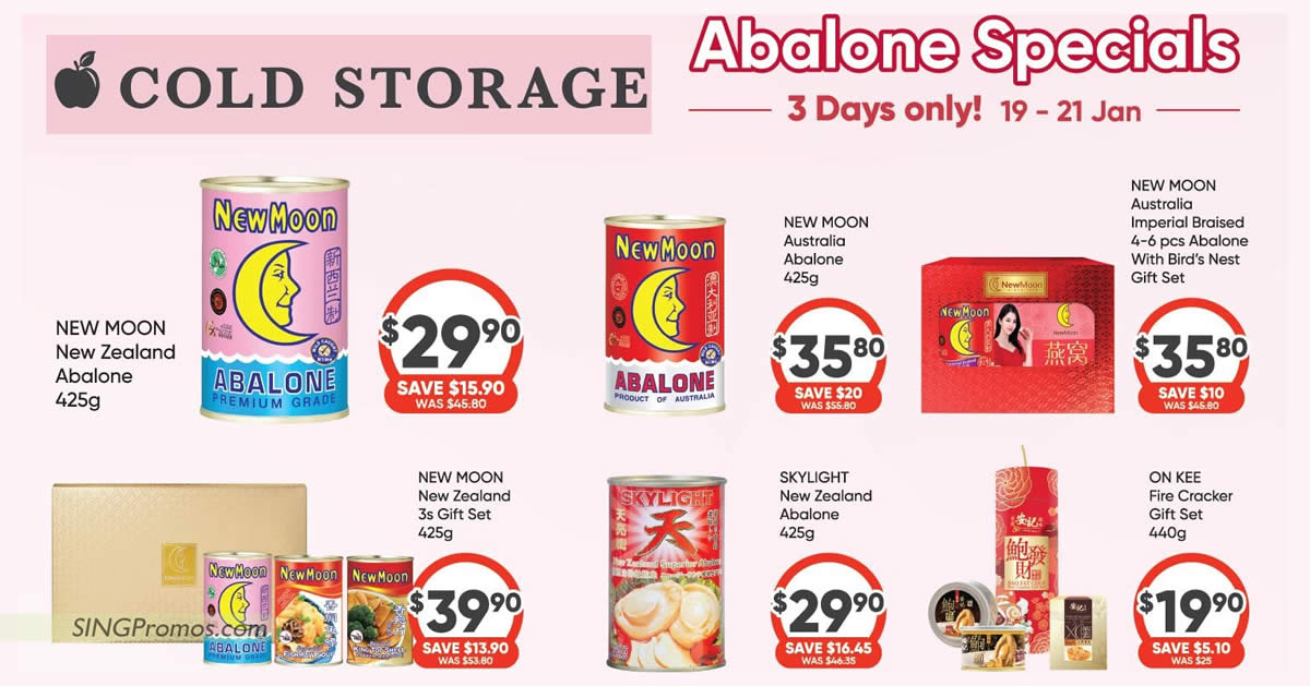 Featured image for Cold Storage Abalone Specials till 21 Jan - New Moon NZ, New Moon Australia, Skylight NZ and more