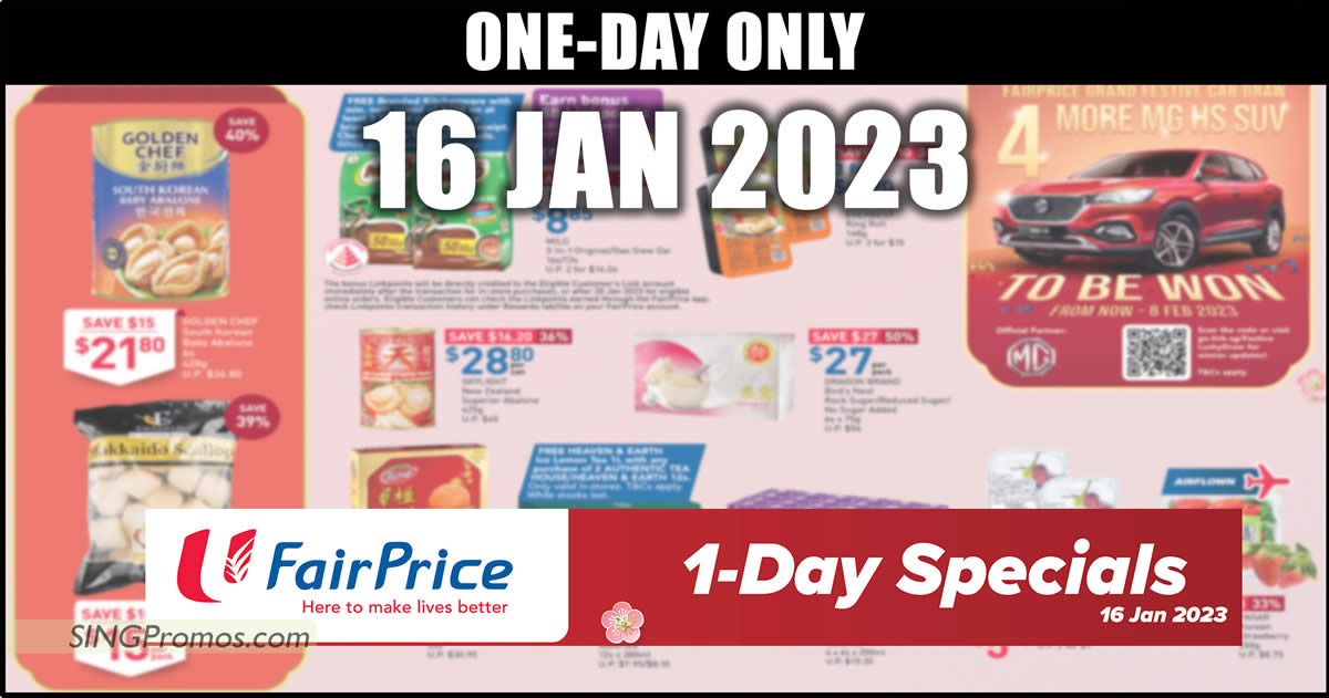 Featured image for Fairprice 1-Day specials on 16 Jan has Skylight, Golden Chef, Emerald Scallops, Milo, Ribena and more