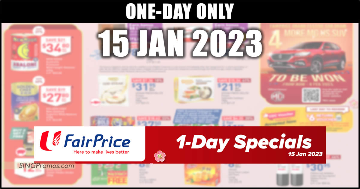 Featured image for Fairprice 1-Day specials on 15 Jan has New Moon Abalone, Kinder Buneo, Golden Chef, Chef's Pork 1-for-1 and more