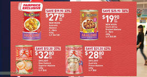 Featured image for (EXPIRED) Fairprice CNY Offers till 25 Jan: New Moon Abalone, Skylight Abalone, Nescafe, Yeo’s, Pokka and more