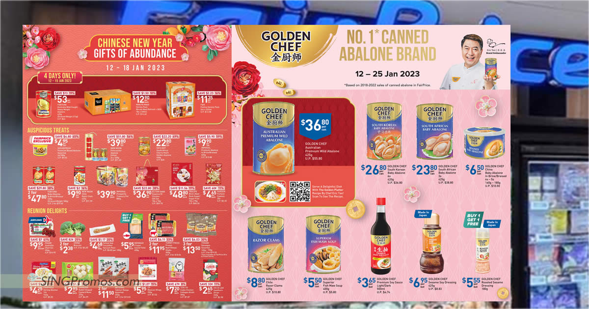 Featured image for Fairprice CNY Offers till 18 Jan: Golden Chef, Fortune, Imperial, Skylight, Oceanfresh abalone offers and more