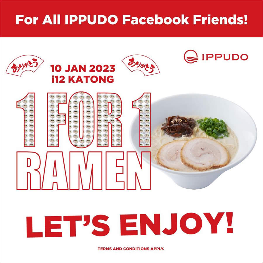 Lobang: IPPUDO i12 Katong outlet offering 1-for-1 ramen on 10 Jan 2023 - 11