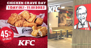Featured image for KFC S’pore offering 4pcs of Crispy Chicken and 3 golden nuggets for just $9.90 on 11 Jan 2023
