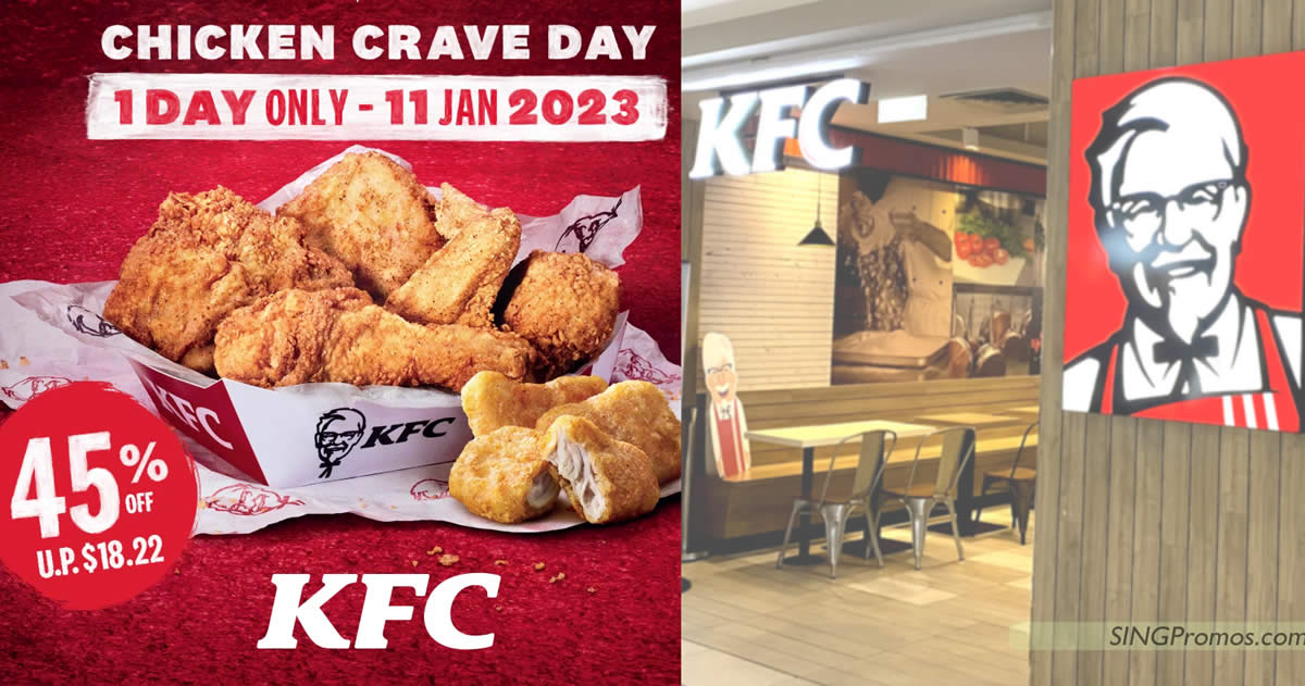 Featured image for KFC S'pore offering 4pcs of Crispy Chicken and 3 golden nuggets for just $9.90 on 11 Jan 2023