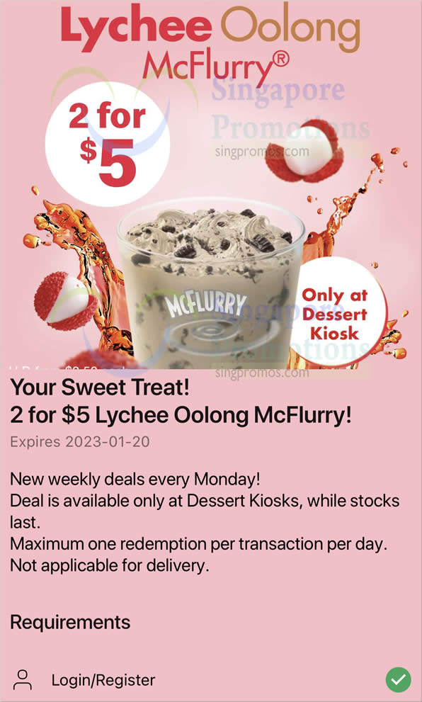 Lobang: McDonald’s S’pore 2-for-$5 Lychee Oolong McFlurry deal from 16 – 20 Jan means you pay only S$2.50 each - 14