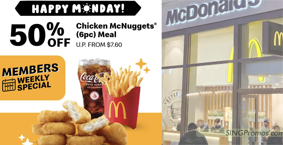 McDonald’s S’pore offering 50 off Chicken McNuggets (6pc) Meal deal on