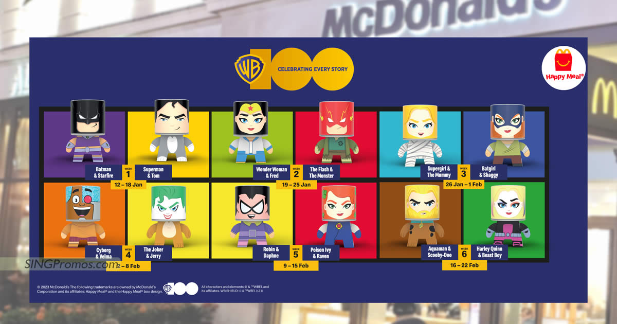 Featured image for McDonald's S'pore now offering Warner Bros 100th Anniversary toy with every Happy Meal till 22 Feb 2023