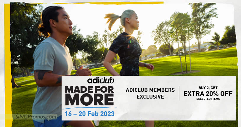 Featured image for Adidas S'pore offering 20% off on over 1,900 selected full priced and outlet items online till 20 Feb 2023