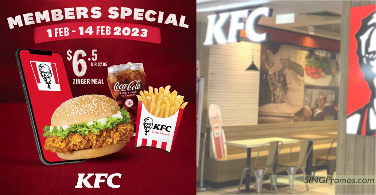 Featured image for KFC S'pore offering Zinger Meal at just S$6.50 till 14 Feb 2023