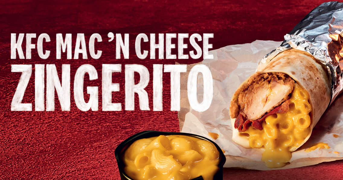 Featured image for KFC S'pore Mac 'N Cheese Zingerito returns from 15 Feb 2023