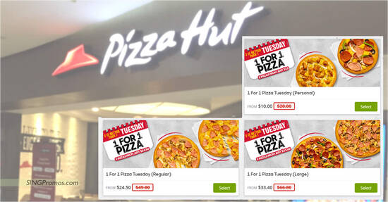 Pizza Hut S’pore offering 1-for-1 pizzas every Tuesday, enjoy two pizzas from S$10