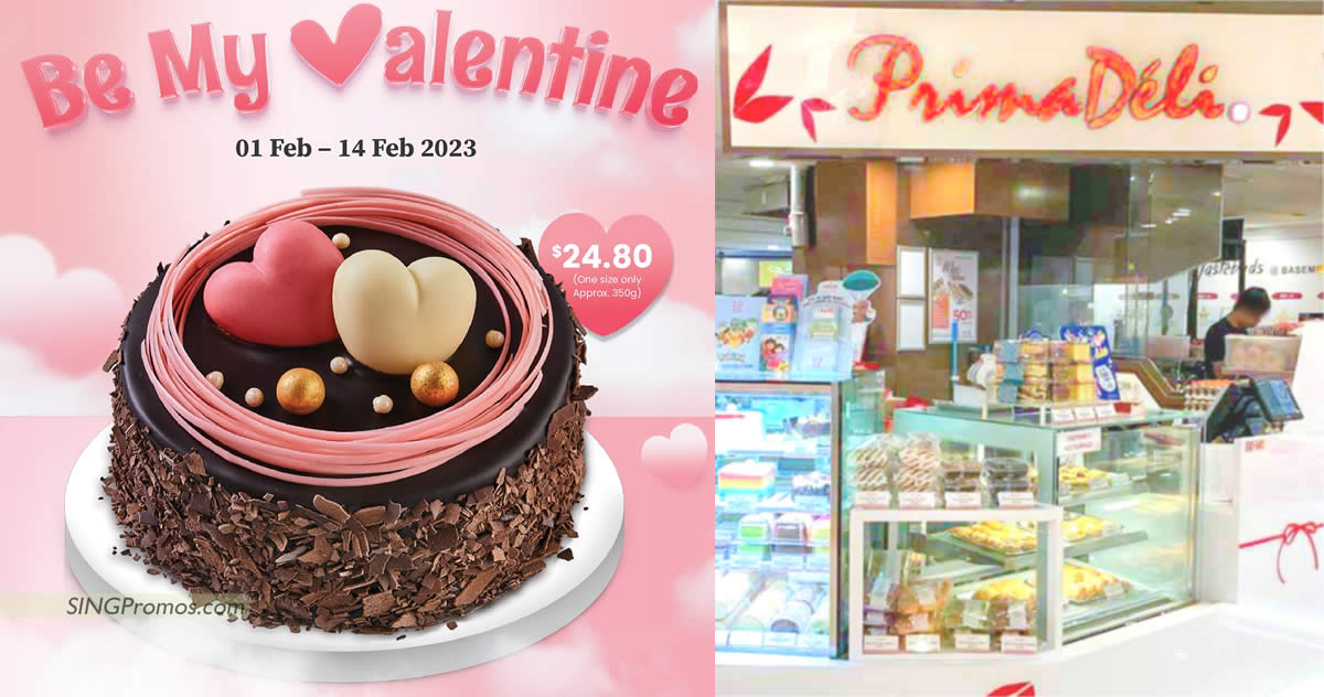 Featured image for Prima Deli offering special Be My Valentine cake at only $24.80 till 14 Feb 2023
