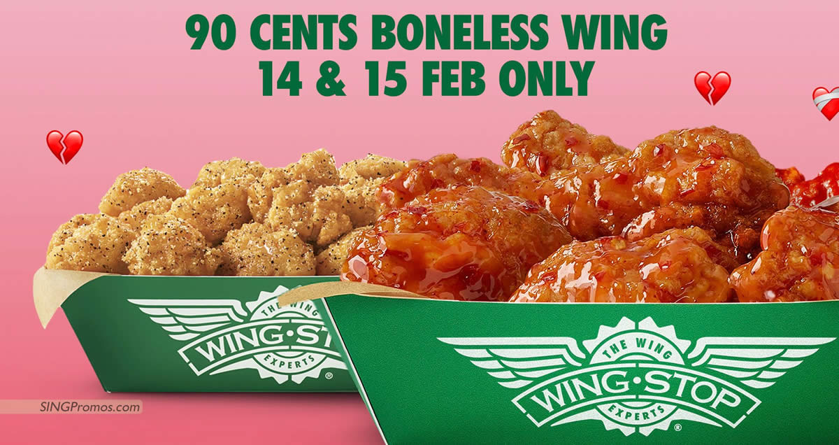 Featured image for Wingstop S'pore offering 90¢ Boneless Wings for dine-in, takeaway and Click & Collect orders till 15 Feb 2023