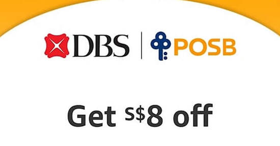 Amazon.sg offering S$8 off when you spend min S$160 with DBS/POSB cards on...