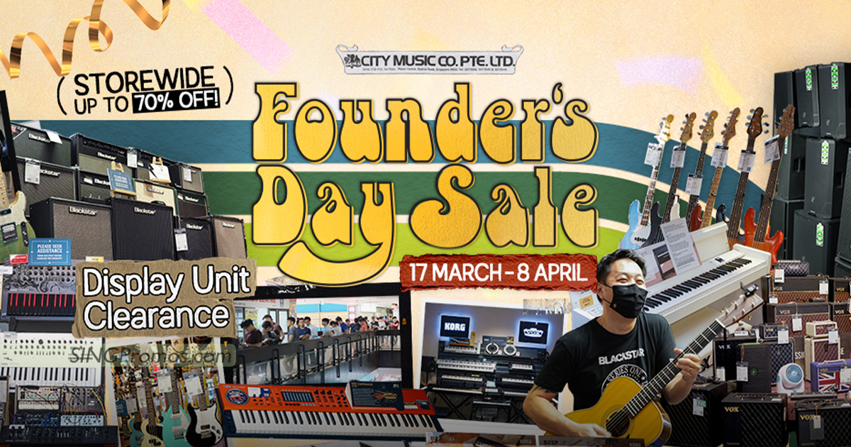 Featured image for Save up to 70% off at City Music's Founder's Day Sale Display Unit Clearance at Peace Centre till 8 Apr 2023