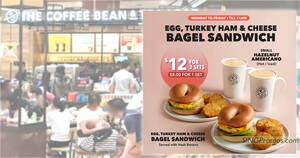 Featured image for Coffee Bean S’pore’s new Weekdays Breakfast Set costs S$6 per set when you buy two sets from 27 Mar 2023