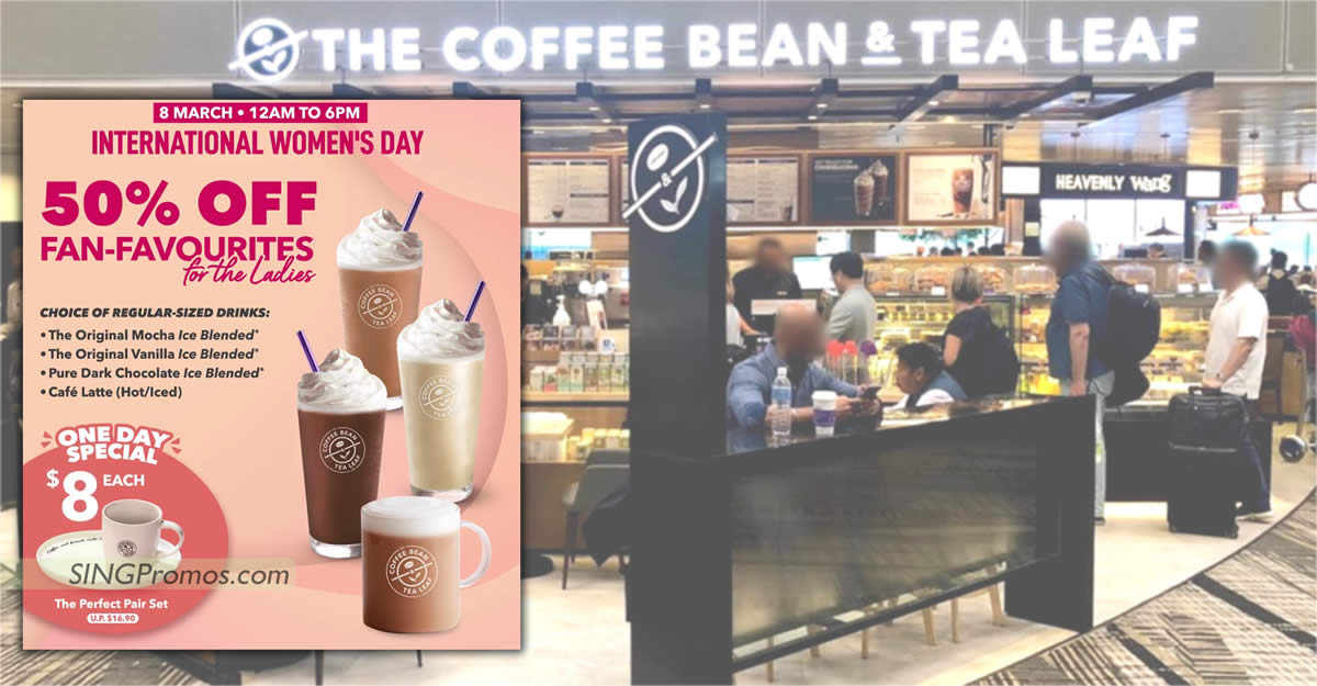 Featured image for 50% off Selected Regular-sized Beverages at #CoffeeBeanSG for all ladies on 8 March 2023