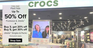 Featured image for Crocs S’pore Flash Sale offering up to 50% off selected footwear styles online till 19 Mar 2023