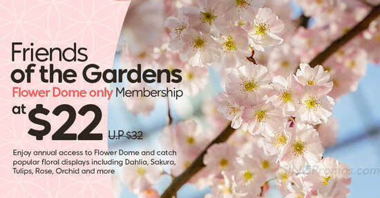 $22 for 1-year unlimited admission to Flower Dome + 2hr complimentary parking offer till 31 Mar 2023