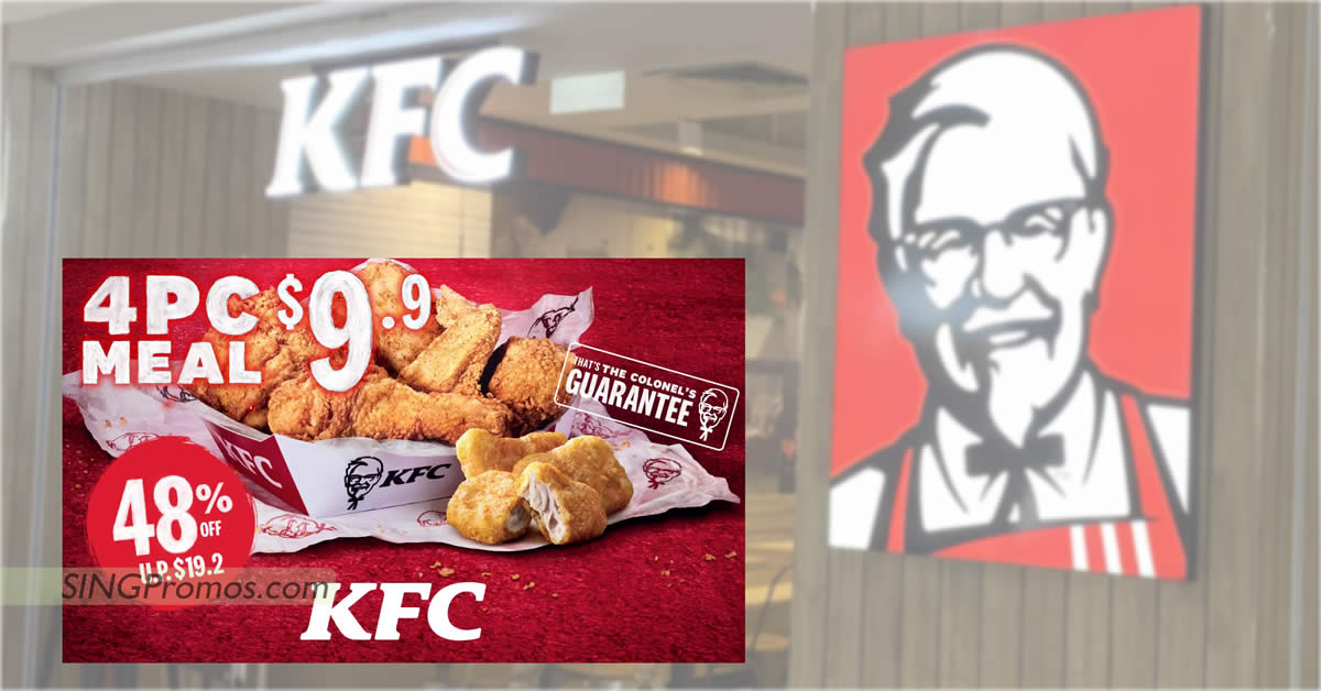 Featured image for KFC S'pore offering 4pcs of Crispy Chicken and 3 golden nuggets for just $9.90 on Sat, 11 Mar 2023